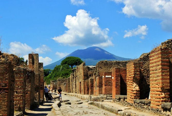 Pompeii and Vesuvius from Naples